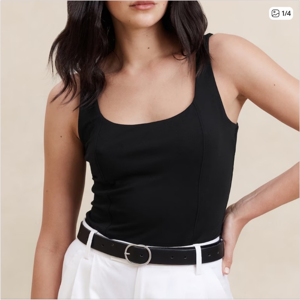 Banana Republic Sleeveless Bodysuit Square Neck Black XL